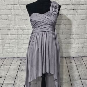 Studio Gray High Low Strapless Dress with Floral Detail